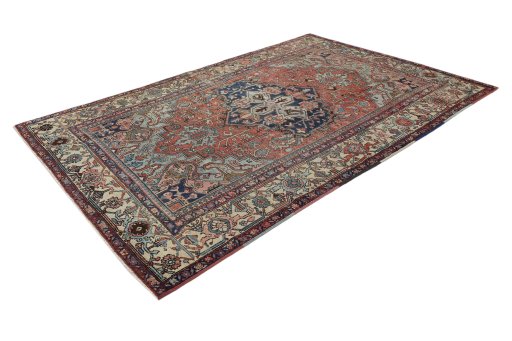 Corner detail of 1900s Antique Carpets rug showing border pattern and Wool pile