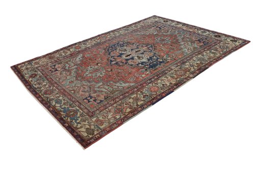 Close-up detail of 1900s Antique Carpets rug from Iran / Persia showing Wool weave