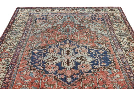Surface texture of 1900s Antique Carpets rug with natural Wool and intricate pattern