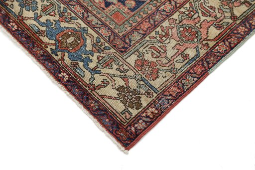 Backside of handmade 1900s Antique Carpets rug showing knot structure and weave density