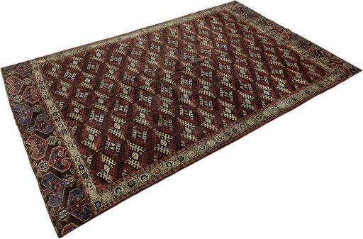 Corner detail of 1880s Antique Carpets rug showing border pattern and Wool pile