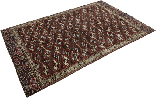Close-up detail of 1880s Antique Carpets rug from Uzbekistan showing Wool weave