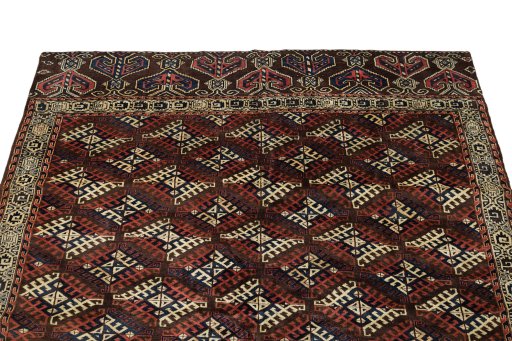 Surface texture of 1880s Antique Carpets rug with natural Wool and intricate pattern