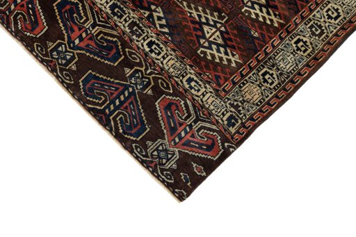 Backside of handmade 1880s Antique Carpets rug showing knot structure and weave density