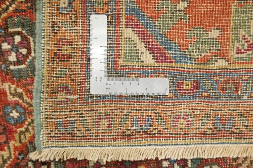 Corner detail of 1880s Antique Carpets rug showing border pattern and Wool pile