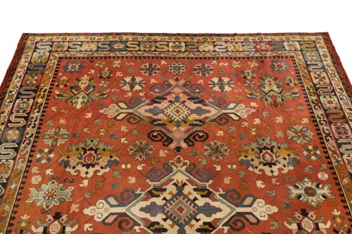 Surface texture of 1930s Antique Carpets rug with natural Wool and intricate pattern