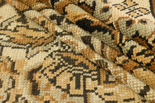 Full view of 1920s Antique Carpets rug from Spain, 586 × 429 cm in Brown tones