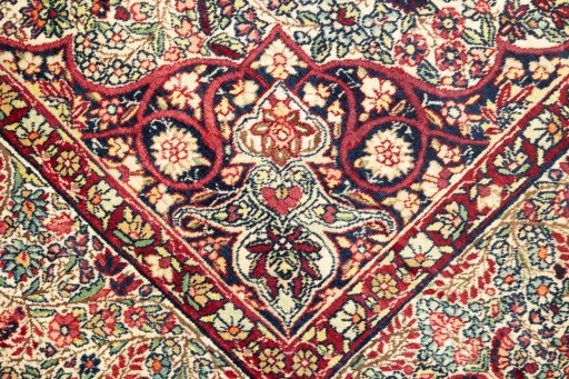 Full view of 1900s Antique Carpets rug from Iran / Persia, 245 × 147 cm in Multi Color tones