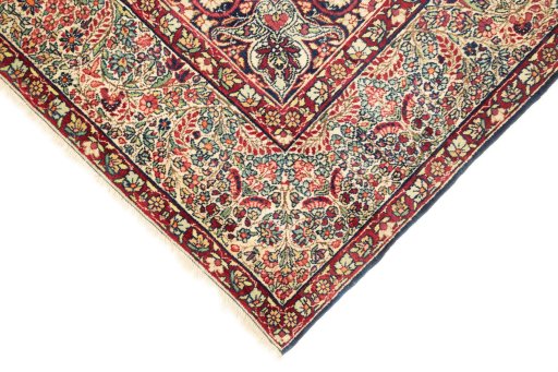 Backside of handmade 1900s Antique Carpets rug showing knot structure and weave density