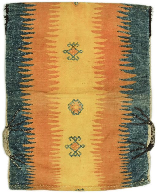Full view of 1920s Antique Carpets rug from Iran / Persia, 94 × 73 cm in Yellow tones
