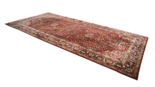 Close-up detail of 1930s Antique Carpets rug from Germany showing Wool weave
