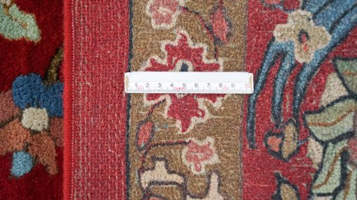 Full view of 1930s Antique Carpets rug from Germany, 723 × 349 cm in Red tones