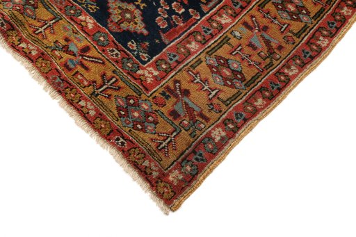 Backside of handmade 1880s Antique Carpets rug showing knot structure and weave density