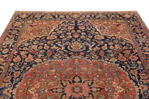 Surface texture of 1900s Antique Carpets rug with natural Wool and intricate pattern