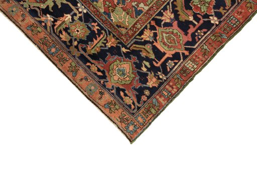 Backside of handmade 1900s Antique Carpets rug showing knot structure and weave density