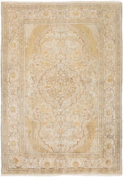 Full view of 1920s Antique Carpets rug from Turkey, 168 × 119 cm in Cream tones
