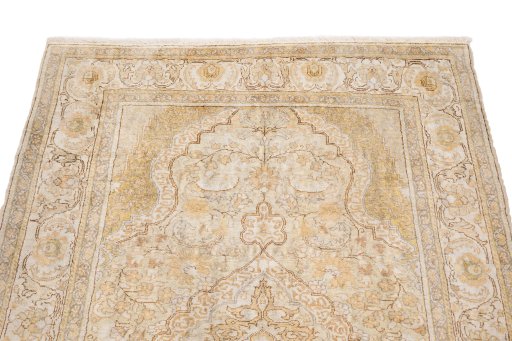 Surface texture of 1920s Antique Carpets rug with natural Silk and intricate pattern