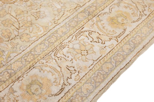 Close-up detail of 1920s Antique Carpets rug from Turkey showing Silk weave