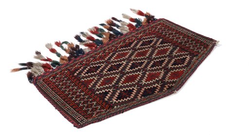 Close-up detail of 1920s Antique Carpets rug from Uzbekistan showing Wool weave