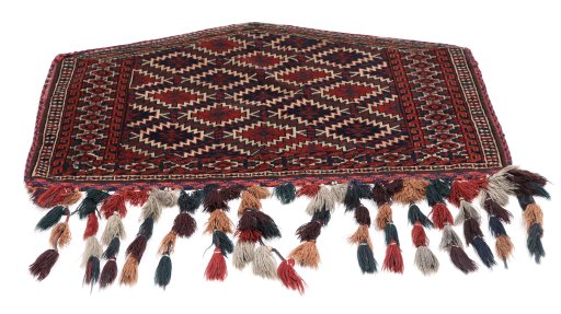 Backside of handmade 1920s Antique Carpets rug showing knot structure and weave density