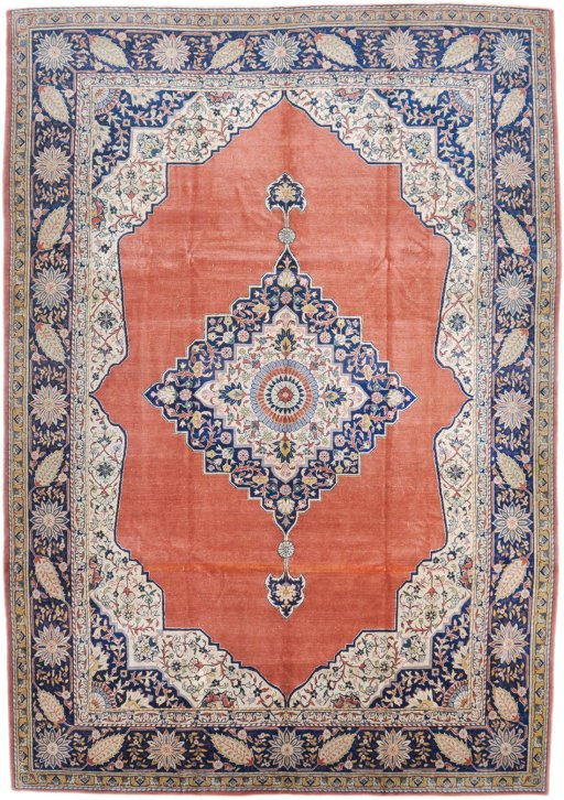 Full view of 1910s Antique Carpets rug from Turkey, 320 × 224 cm in Terracotta tones