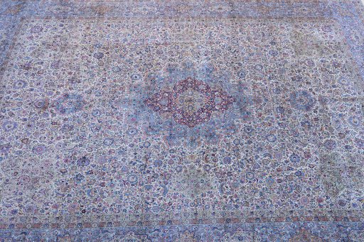 Full view of 1920s Antique Carpets rug from Iran / Persia, 1100 × 800 cm in White tones