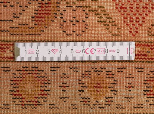 Close-up detail of 1900s Antique Carpets rug from Turkey showing Silk weave