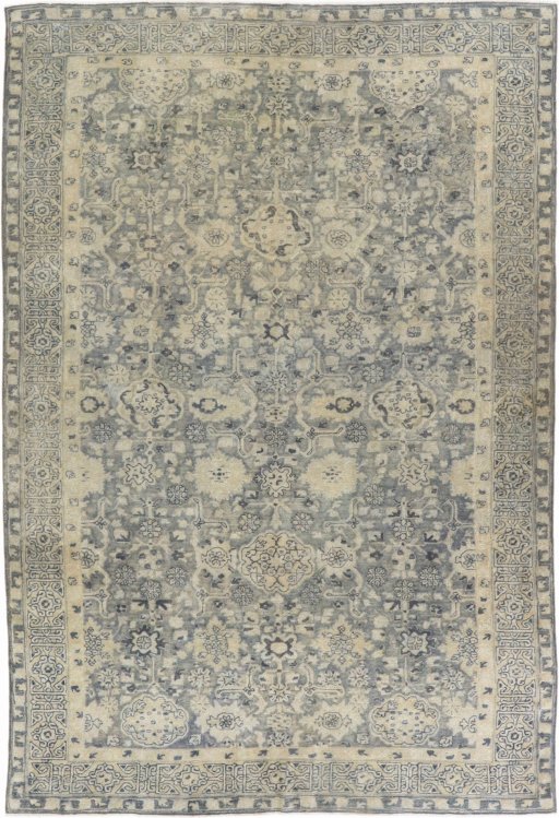 Full view of 1920s Antique Carpets rug from Germany, 279 × 193 cm in Gray tones
