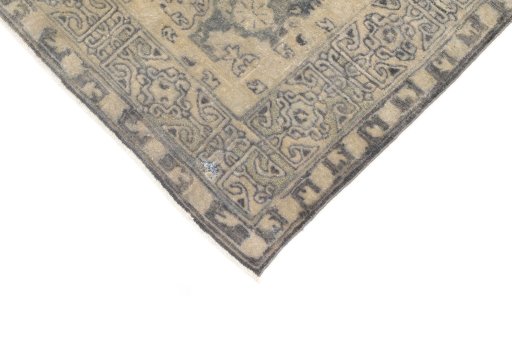 Backside of handmade 1920s Antique Carpets rug showing knot structure and weave density