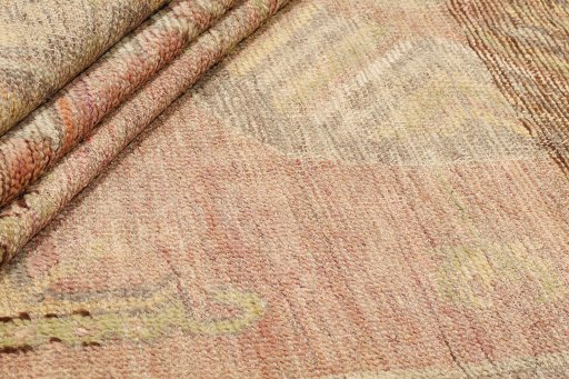 Full view of 1900s Antique Carpets rug from Uzbekistan, 239 × 135 cm in Pink tones