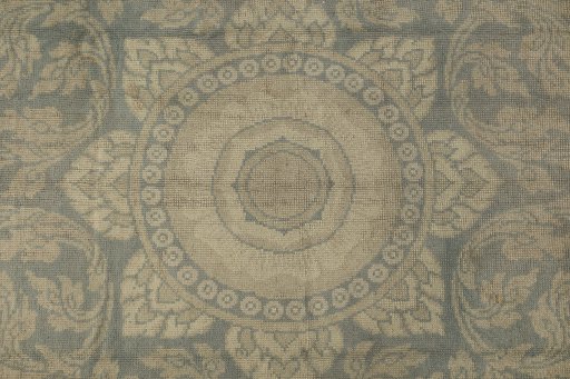 Close-up detail of 1920s Antique Carpets rug from Spain showing Wool weave