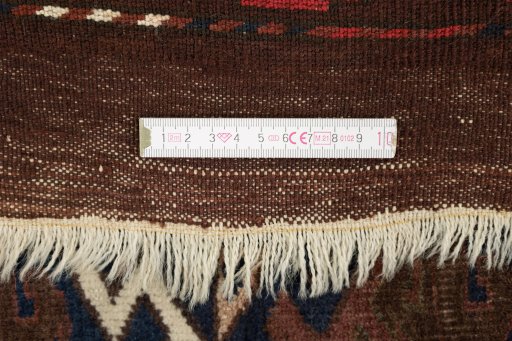 Full view of 1900s Antique Carpets rug from Uzbekistan, 305 × 211 cm in Brown tones