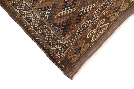 Backside of handmade 1900s Antique Carpets rug showing knot structure and weave density
