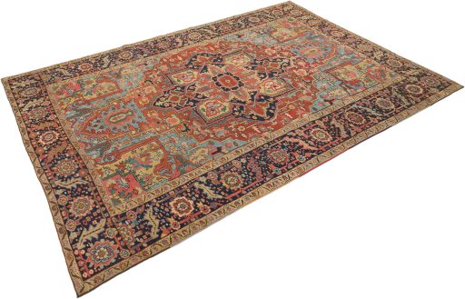 Corner detail of 1920s Antique Carpets rug showing border pattern and Wool pile