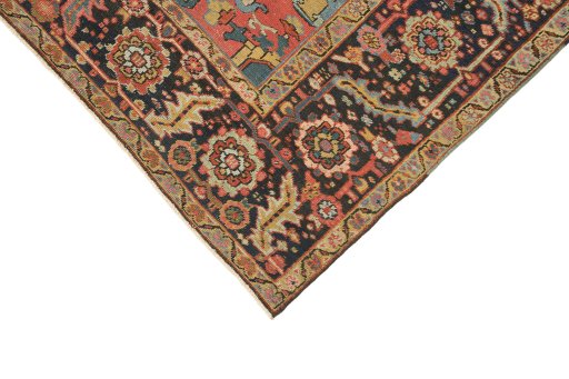 Backside of handmade 1920s Antique Carpets rug showing knot structure and weave density