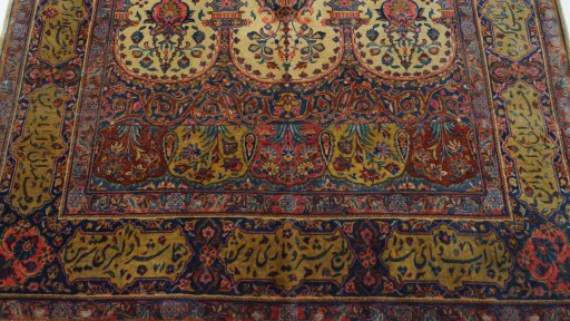 Central medallion detail of 1920s Antique Carpets rug from Iran / Persia