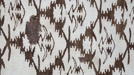 Full view of 1920s Kilim Antique rug from Iran / Persia, 185 × 97 cm in Cream tones