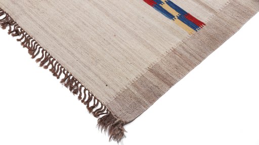 Backside of handmade New Kilim Antique rug showing knot structure and weave density