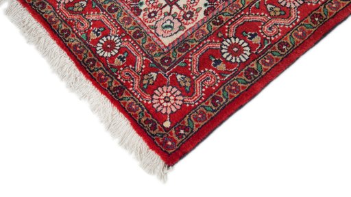 Backside of handmade 1950s Semi-antique Carpets rug showing knot structure and weave density