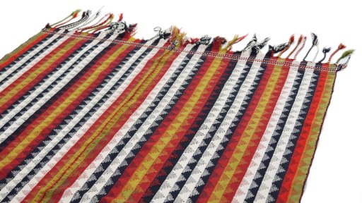 Surface texture of 1950s Semi-antique Carpets rug with natural Wool and intricate pattern