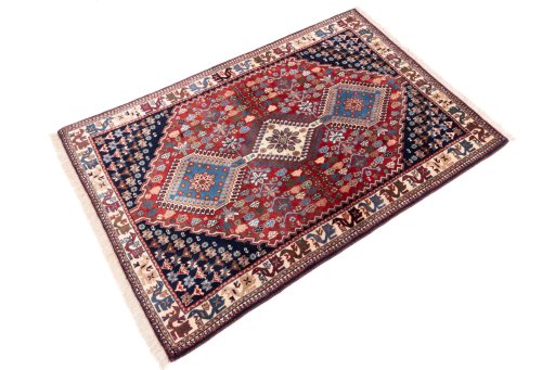 Close-up detail of 1955s Semi-antique Carpets rug from Iran / Persia showing Wool weave