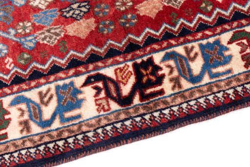 Backside of handmade 1955s Semi-antique Carpets rug showing knot structure and weave density