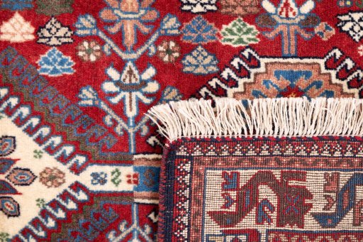 Close-up detail of 1955s Semi-antique Carpets rug from Iran / Persia showing Wool weave