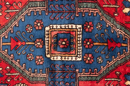 Full view of 1970s Semi-antique Carpets rug from Iran / Persia, 157 × 113 cm in Red tones
