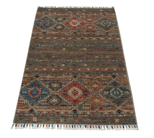 Surface texture of New Samarkand rug with natural Wool and intricate pattern