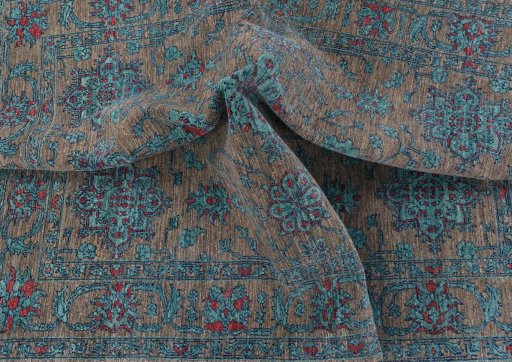 Full view of New Farahan rug from Pakistan, 203 × 149 cm in Gray tones