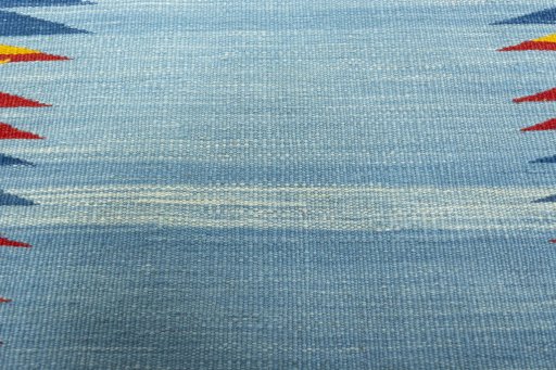 Backside of handmade New Kilim Sofre rug showing knot structure and weave density