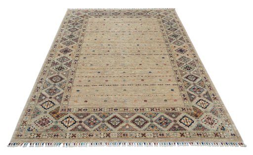 Surface texture of New Samarkand rug with natural Wool and intricate pattern