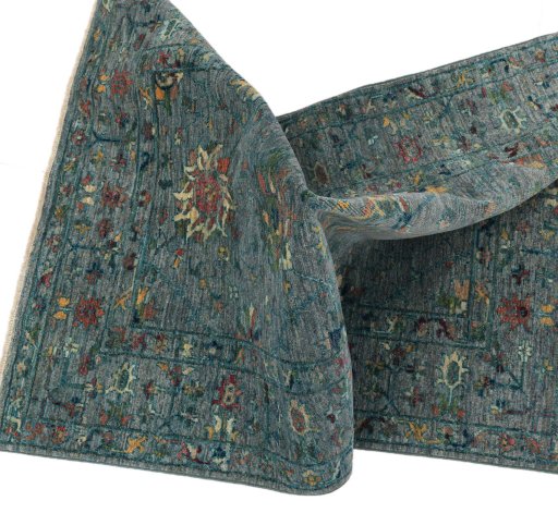 Full view of New Farahan rug from Pakistan, 148 × 101 cm in Blue tones