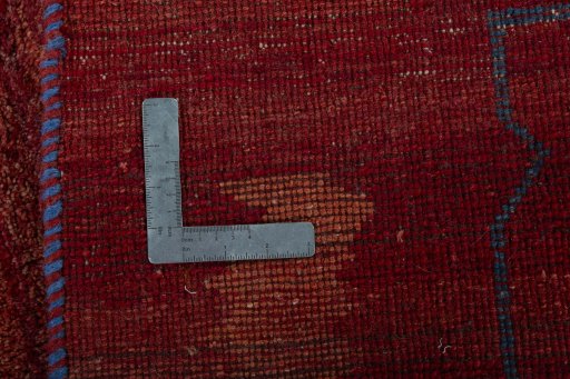 Close-up detail of 2000s Persian Gabbeh rug from Pakistan showing Wool weave